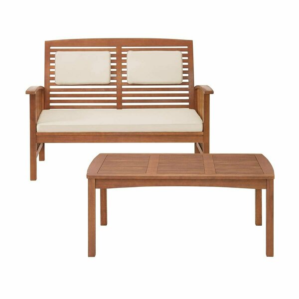 Guarderia Lyndon Eucalyptus Wood Outdoor Set with Bench & Cocktail Table - 2 Piece GU3239706